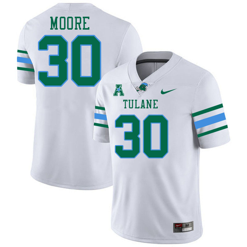 #30 Joshua Moore Tulane Green Wave Jersey College Football Uniforms,Apparels Stitched-White